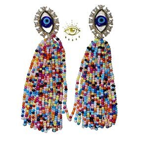 Star Eye Fringe Earrings by EyeCandy LA